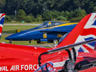 US Navy Blue Angels and RAF Red Arrows at the 2019 Spirit of St. Louis Air Show & STEM Expo. Photo credit: Ken Cheung